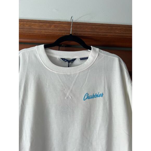 NWT Chubbies Men The Vanilla Latte Soft Terry Crewneck Sweatshirt White Size XXL - Picture 3 of 13
